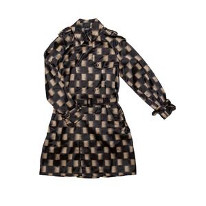 Rare Jean Paul Gaultier Femme Optical Illusion Check Trench Coat – Size‎ L